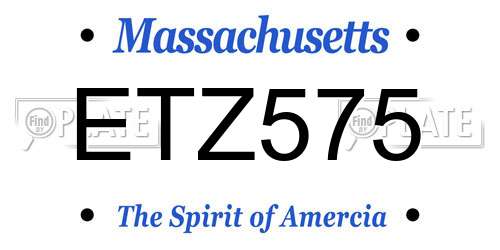 ETZ575 Massachusetts License Plate