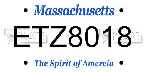 ETZ8018 Massachusetts License Plate