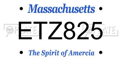 ETZ825 Massachusetts License Plate