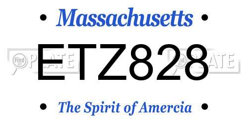 ETZ828 Massachusetts License Plate