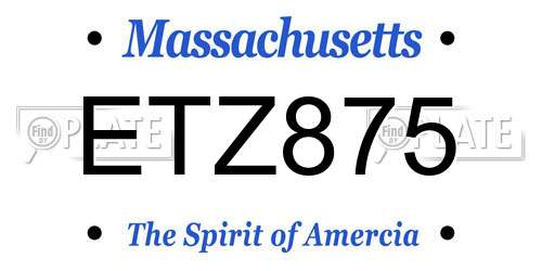 ETZ875 Massachusetts License Plate
