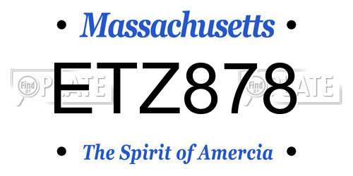 ETZ878 Massachusetts License Plate