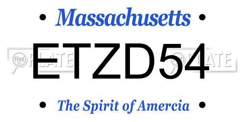 ETZD54 Massachusetts License Plate