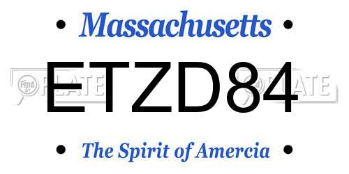 ETZD84 Massachusetts License Plate