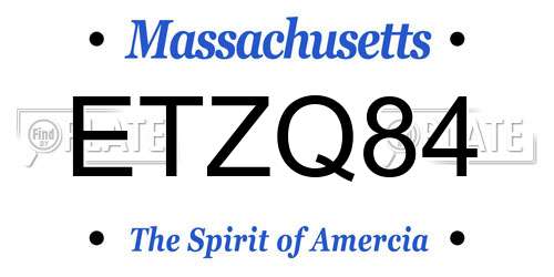 ETZQ84 Massachusetts License Plate