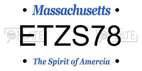 ETZS78 Massachusetts License Plate
