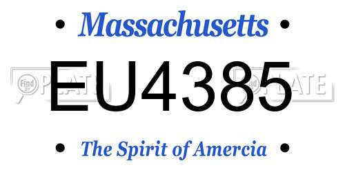 EU4385 Massachusetts License Plate