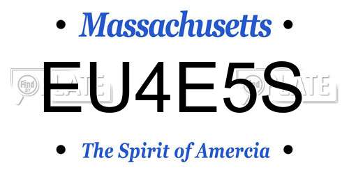 EU4E5S Massachusetts License Plate