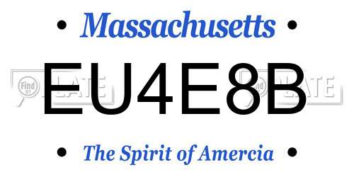 EU4E8B Massachusetts License Plate