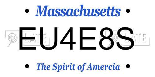 EU4E8S Massachusetts License Plate