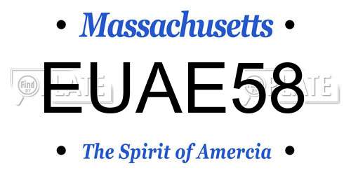 EUAE58 Massachusetts License Plate