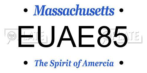EUAE85 Massachusetts License Plate
