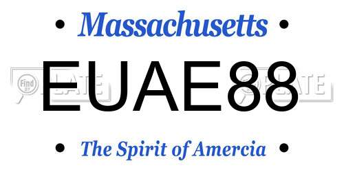 EUAE88 Massachusetts License Plate