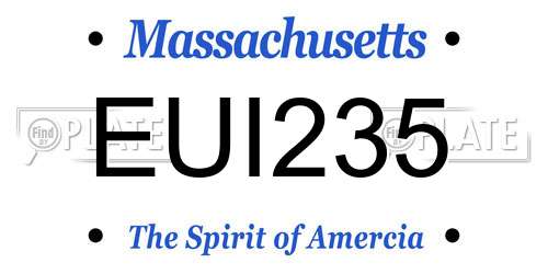 EUI235 Massachusetts License Plate