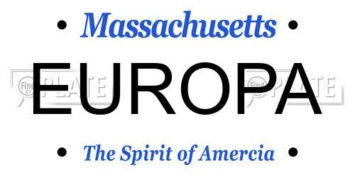 EUROPA Massachusetts License Plate