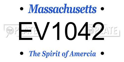 EV1042 Massachusetts License Plate
