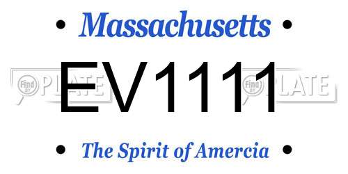 EV1111 Massachusetts License Plate