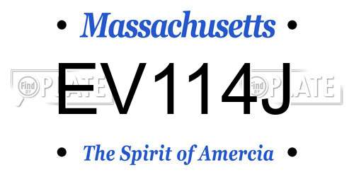 EV114J Massachusetts License Plate