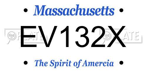 EV132X Massachusetts License Plate