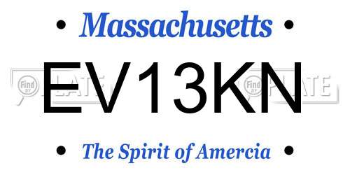 EV13KN Massachusetts License Plate