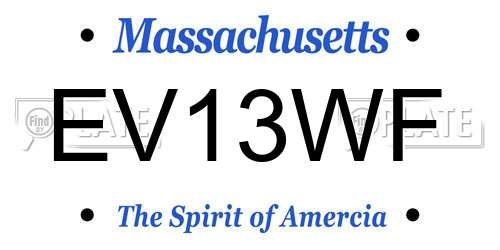 EV13WF Massachusetts License Plate