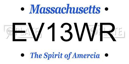 EV13WR Massachusetts License Plate
