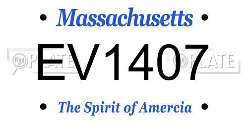 EV1407 Massachusetts License Plate