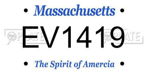 EV1419 Massachusetts License Plate