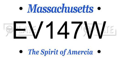 EV147W Massachusetts License Plate