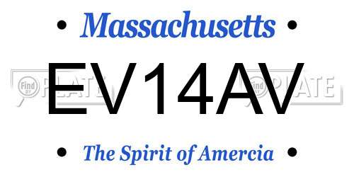 EV14AV Massachusetts License Plate