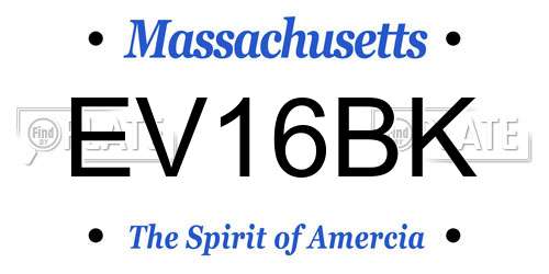 EV16BK Massachusetts License Plate