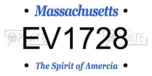 EV1728 Massachusetts License Plate