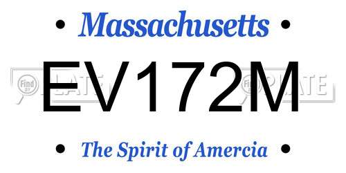 EV172M Massachusetts License Plate