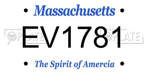 EV1781 Massachusetts License Plate