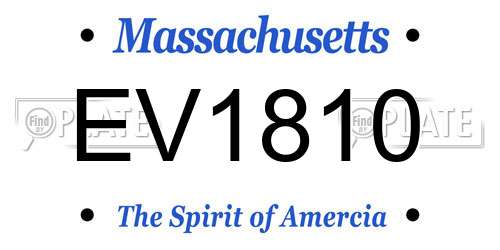 EV1810 Massachusetts License Plate