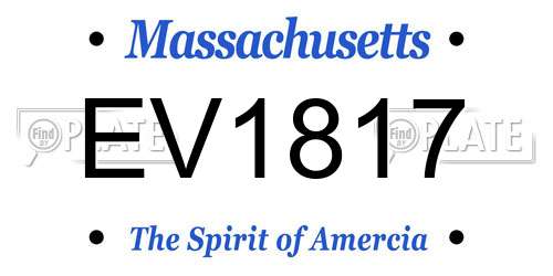 EV1817 Massachusetts License Plate