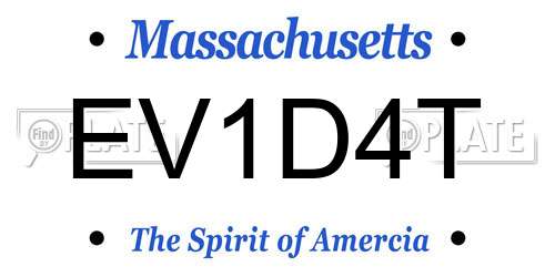 EV1D4T Massachusetts License Plate