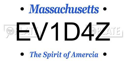 EV1D4Z Massachusetts License Plate