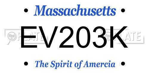 EV203K Massachusetts License Plate