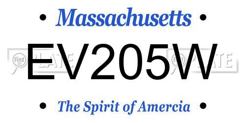 EV205W Massachusetts License Plate