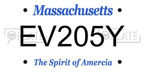 EV205Y Massachusetts License Plate