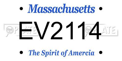 EV2114 Massachusetts License Plate