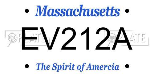EV212A Massachusetts License Plate