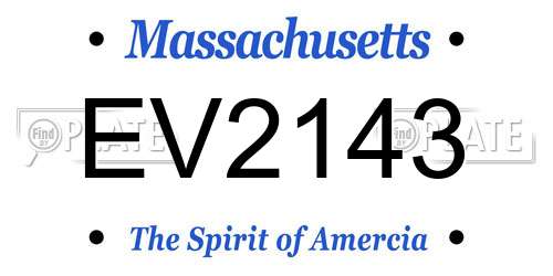 EV2143 Massachusetts License Plate