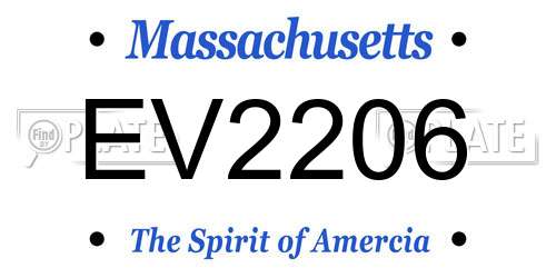 EV2206 Massachusetts License Plate