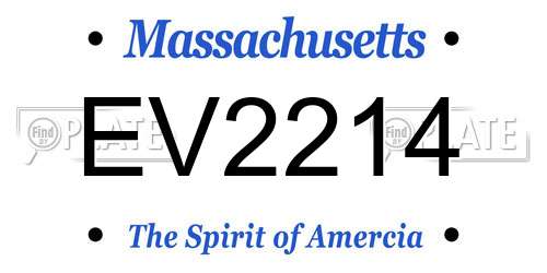 EV2214 Massachusetts License Plate