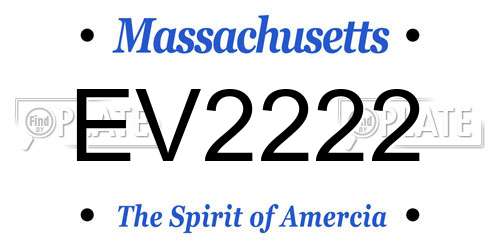 EV2222 Massachusetts License Plate