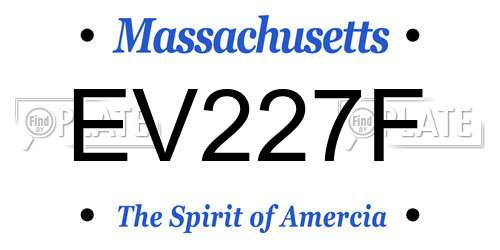 EV227F Massachusetts License Plate