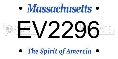 EV2296 Massachusetts License Plate