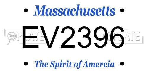 EV2396 Massachusetts License Plate